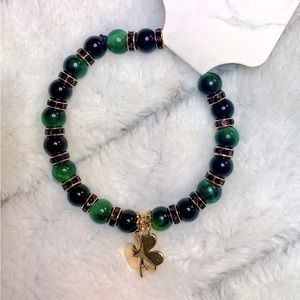Lana’s Frozen Tears Handmade bracelet, green tiger eye stones.